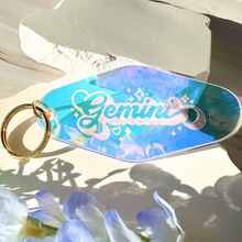 Load image into Gallery viewer, Zodiac Keychain: Iridescent Motel-Style Keyring