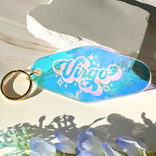 Load image into Gallery viewer, Zodiac Keychain: Iridescent Motel-Style Keyring