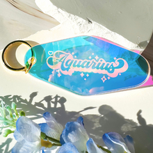 Load image into Gallery viewer, Zodiac Keychain: Iridescent Motel-Style Keyring
