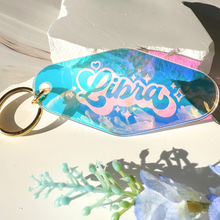 Load image into Gallery viewer, Zodiac Keychain: Iridescent Motel-Style Keyring