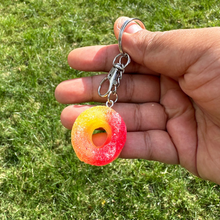 Load image into Gallery viewer, Gummy Peach Ring Inspired Keychain
