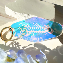 Load image into Gallery viewer, Zodiac Keychain: Iridescent Motel-Style Keyring
