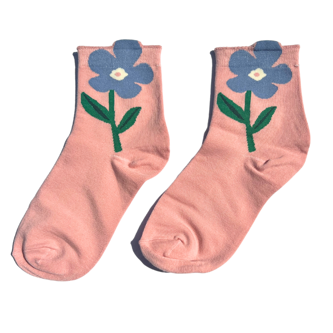 Pink Flower Socks