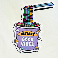 Load image into Gallery viewer, Instant Good Vibes Holographic Waterproof Vinyl Sticker
