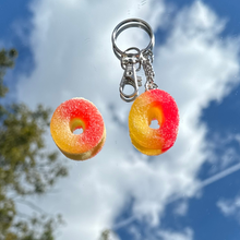 Load image into Gallery viewer, Gummy Peach Ring Inspired Keychain
