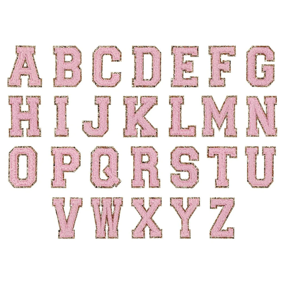 Bubblegum Glitter Varsity Letter Patches (STICKER) – Smidgens & Co.