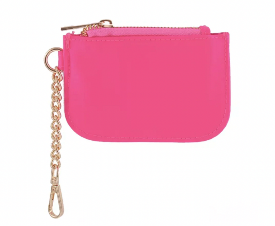 Hot Pink Nylon Keychain Wallet